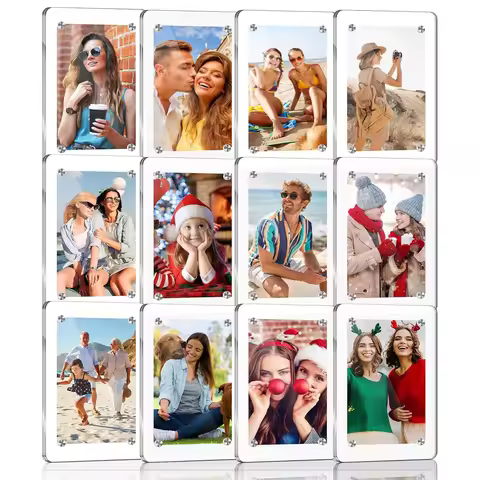 Multi Pack Acrylic Magnetic Photo Frames for Fridge 2 36x3 54 Clear Mini Picture Frames Double Sided
