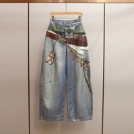 Shenzhen South Oil High-End Women's Spring Motorcycle Style Hot Girl Design Printed A-Line High-Wais