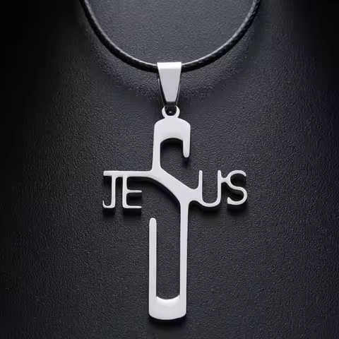 Christian Jesus Cross Pendant Necklaces Stainless Steel Never Fade Pendants Rope Chain Religious Nec