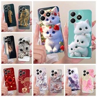 For Realme C61 C63 Case Narzo N63 Cute Cat Painted Cover Clear Silicone Phone Case For Realme C63 C 