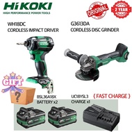 HIKOKI COMBO 36V 18V CORDLESS WH18DC IMPACT DRIVER G3613DA DISC GRINDER BSL36A18X UC18YSL3