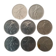 &lt;意大利(共和國時期)里拉&gt; 1974-1981 Repubblica Italiana (Italian Republic) 50 Lire Stainless Steel Coins (8pcs) (Circulated 已流通) (Ref: It7481_50l_81xe5kob)