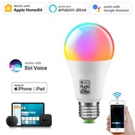 HomeKit智慧Wi-Fi燈泡，多色可調光E27 LED燈泡，支援Siri控制，相容於Apple HomeKit、Alexa和Google Assistant。