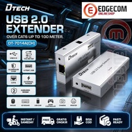 DTECH USB 2.0 Extender Over via UTP Ethernet CAT6 up to 100 Meters with Power DT-7014A(CH)