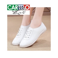 KY/🏅Cartelo Crocodile（CARTELO）Women's Soft-Soled White Shoes2023New Casual Leather Flat Shoes Tendon Sole Mom Shoes LMCS