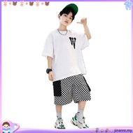 baby boy clothes set kids 4-13 years T-shirt+short pants cool boy set Handsome letter Plaid shorts
