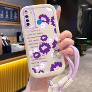 Realme 5 5i 5s 6i C3 C3i Narzo 10 Narzo 10A Narzo 20A Case Purple Flower With Lanyard