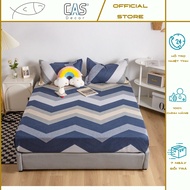 Bộ Ga Giường Kèm 2 Vỏ Gối Nằm Cotton Poly CAS Decor Ga Gối Kẻ Ziczac Đủ Kích Thước 1m2 1m4 1m6 1