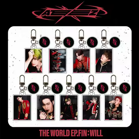 KPOP ATEEZ Keychain Albums THE WORLD EP.FIN : WILL Photo Keyring SAN JONG HO HONG JOONG Mobile Phone
