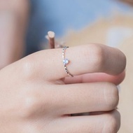 【絕版特惠】鑽面拉長石925純銀敲紋質感戒指 可調式戒指