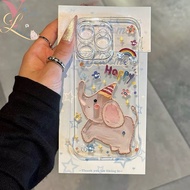 Case For Oppo A60 A18 A38 A3X A58 A15 A7 A54 A17 A57 A12 A5 A16 A16 A5s Oil Painting Elephant Flower