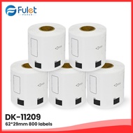 Fulet Waterproof Direct Thermal Label Sticker Brother Dk-11209 Compatible Labels 5 Rolls
