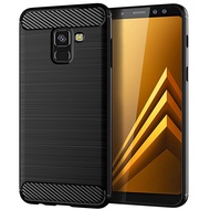 Carbon Fiber Brushed Stripes Samsung Galaxy A8 Plus 2018 A8+Soft Silicone tpu Phone Case Shock-Resistant Protective