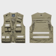 Camping Work Vest Multi Pocket การล่าสัตว์ Multipocket Man แฟชั่นเสื้อหนังสําหรับชายเสื้อแขนกุดฤดูร้