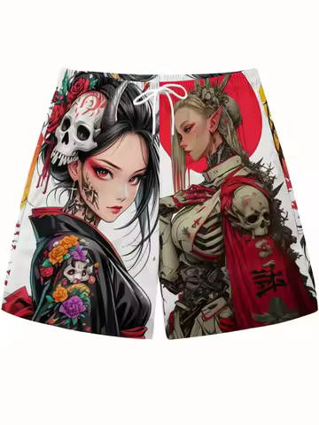 New And Peculiar Female Prostitute Elements 3D Printed Beach Pants Japanese Style Beach Pants 2025 N