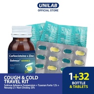 COUGH & COLDS TRAVEL KIT: Solmux Advance Suspension, Tuseran Forte 12s, Neozep Z+ Non-Drowsy 20s