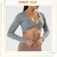 XYM'S ผู้หญิงใหม่กีฬาฟิตเนสแขนยาวเสื้อPadโยคะเสื้อยืดกีฬาCrop Topฟิตเนสโยคะกีฬาสวมใส่