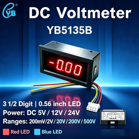 YB5135B DC Voltmeter DC200mV/2V/20V/200V/300V/500V Monitor Voltage Meter Tester 3 and 1/2 LED Digita