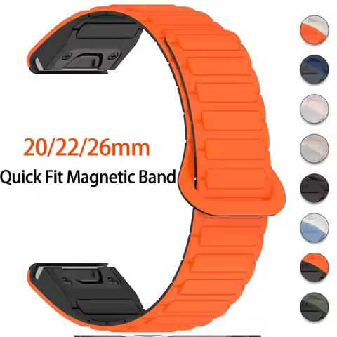 Quickfit 20 22 26 mm For Garmin Fenix 8 7X 7 7S Silicone Magnetic Bracelet Fenix 5X 5S Plus 3HR Stra