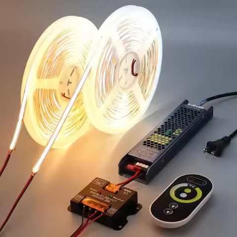 CCT COB LED Strip Lights Kit 65.6ft 2 Rolls of 32.8ft, 2700K6500K Dimmable White Cuttable LED Tape L