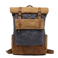Men Daypacks Vintage Canvas Backpack leather School bag Designer Casual Fashion Waterproof Travel Bag Male Back Pack Bagpack