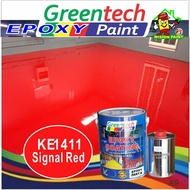 KE1411 SIGNAL RED ( GREENTECH PAINT ) Cat Lantai ( 5L or 1L )( EPOXY Paint + Hardener ) EPOXY FLOOR / WATERPROOF