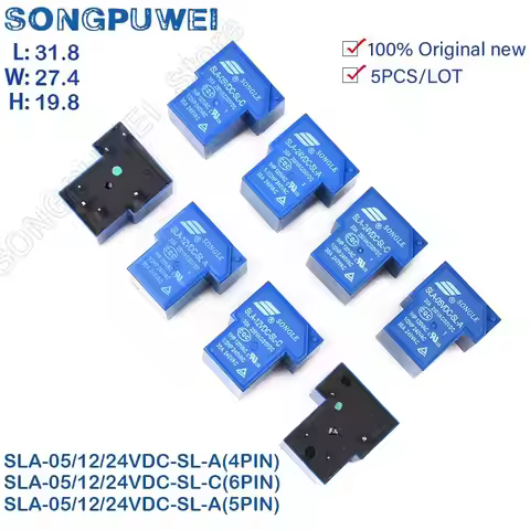 5Pcs/Lot Power Relays 12V SLA -05V 09 12V 24V 48VDC-SL-A -C 6Pin 30A T90 SLA-05VDC-SL-A SLA-12VDC-SL