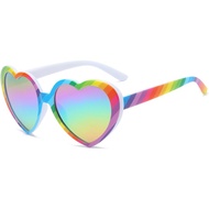Gleyemor Polarized Rainbow Heart Sunglasses for Women Trendy Glasses Fashion Pride Accessories