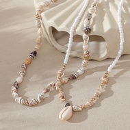 Beaded necklace, natural beach seashell necklace, beach vacation style pendant