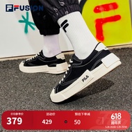 FILA FUSION斐乐潮牌帆布鞋女鞋运动鞋休闲板鞋滑板男鞋黑色