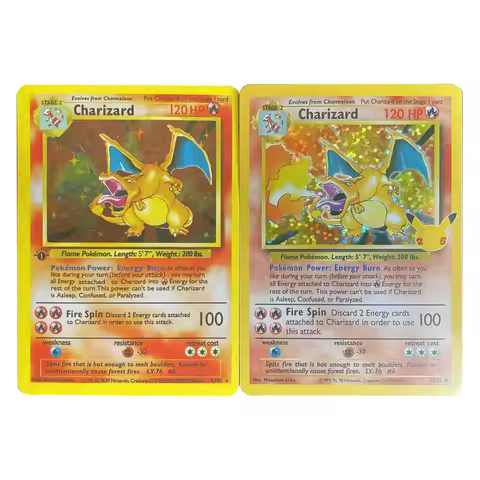 Pokemon 25Th Anniversary English Cards PTCG Charizard Two types of flashes Cards Game Anime Rare Col