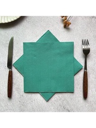 20入綠色2層紙巾（6.5*6.5英寸）,純樹木漿製造,適用於在酒店、餐廳、酒吧和宴會上慶祝訂婚、婚禮、週年紀念、生日和節日派對