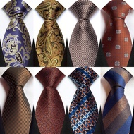 Nova Men's Tie 8CM Classic Jacquard Floral Dot Striped Brown Neck Tie for Men
