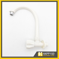 Happy Go V Horse PVC Wall Type Sink Goose Tap with Big Neck Pillar Tap Faucet Mounted Kitchen Faucet
