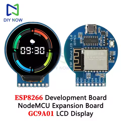 ESP8266 Development Board NodeMCU Expansion Board 1.28 Inch GC9A01 Round TFT LCD Display Micro USB E