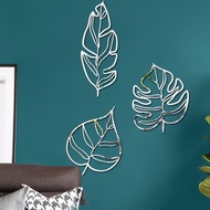 Wall Stickers 3D Three-Dimensional Hollow Line Leaves Acrylic Mirror Stickers Home Decoration Self-Adhesive Mirror Wall Stickers