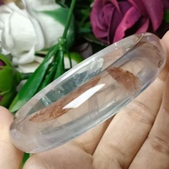 Hematoid Quart - Natural Multi-inclusions Crystal Quartz Bangle 59mm 胶花精品透体水晶手镯 59MM（鸩羽幽灵）