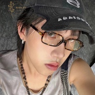 Roselife Unisex Acrylic Leopard Rectangle Frame Eyeglasses for Women Men Fashion Eyeglasses Eyewear