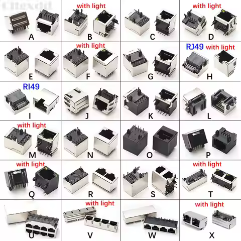 1PCS Plastic Metal RJ45 RJ49 Shield Network Jack 8 Pin PCB SMT/horizontal/vertical Board Female Sock