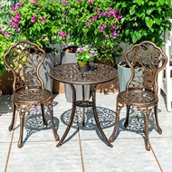 เฟอร์นิเจอร์อลูมิเนียมหล่อเฟอร์นิเจอร์นอกอาคาร EHOME โต๊ะวางบนโต๊ะ60ซม. เส้นผ่าศูนย์กลางวงกลม + 2เก้