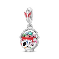 Original S925 Silver Plated Halloween Candy Basket Charms Pendant Fit DIY Bracelet Fashion Jewelry G