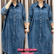 Dress Midi Wanita Jumbo / Dress Jeans Wanita / Dress Midi Jeans Wanita