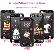 Hello Kitty Snoopy Cartoon Pattern Tempered Glass for iphone 6 6s 6plus 7 8 7plus 8plus Black Full Screen Protector