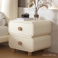 Bedroom Simple Small Installation Solid Wood Modern Extreme Bedside Table Leather Easy Storage Style