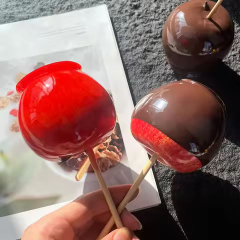 Fake Candy Apples Artificial PU Material - Bakery Window Display Prop, Candy Shop Decor, Halloween/C