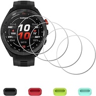 iDaPro [4 Pack] Screen Protector for Garmin Approach S70 47mm GPS Golf Watch + Silicone Anti-dust Plugs Tempered Glass Anti-Scratch Bubble-Free Easy Installation