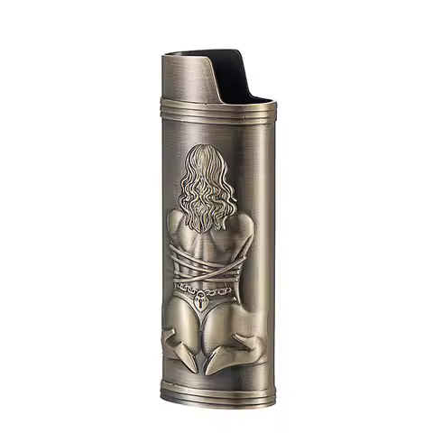 French BIC Lighter Case Cover for Large J6 3D Girl Design Shockproof Protective Metal Full Size J6 L