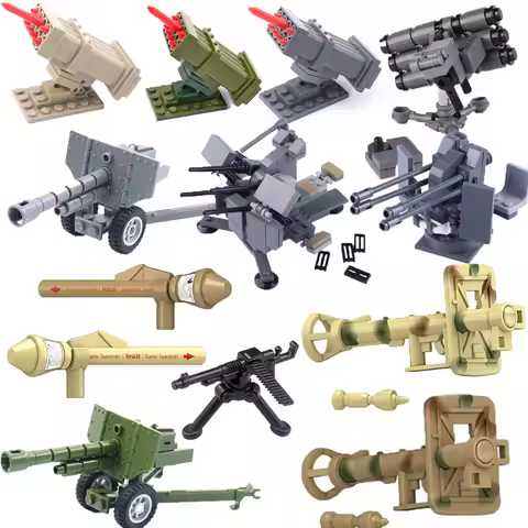 WWII Building Blocks Weapon Accessory Soldier Digital Gift Ninja Sword Mortar Cannon Missile Launche