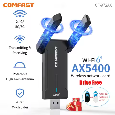 COMFAST USB Wifi Adapter WiFi6 Driver Free Wireless Wi-Fi Dongle AX5400 USB3.0 WiFi Network Card RTL