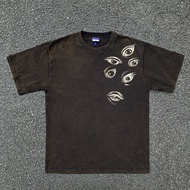 Vintage Heavyweight Washed Distressed Gothic Men's Short-Sleeve T-Shirt, Cool High-Street Outfit for